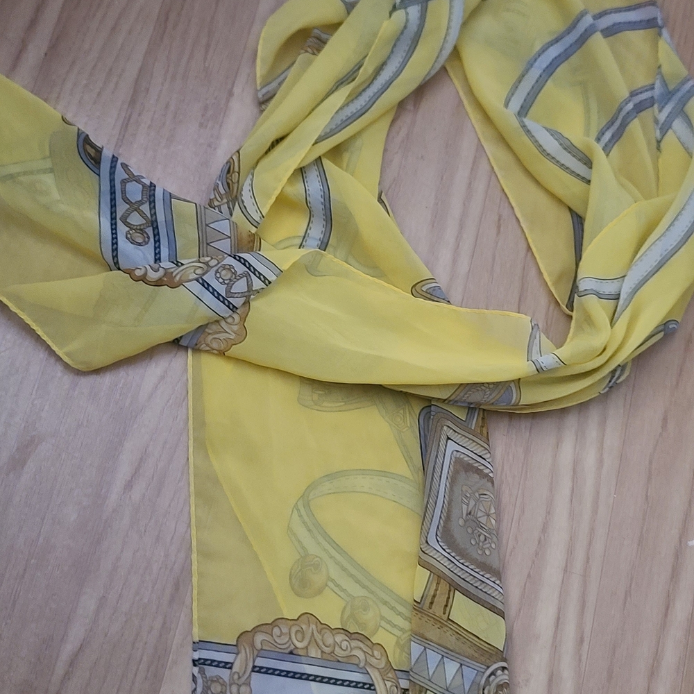 Echo Elegant Yellow Patterned Scarf - image 1